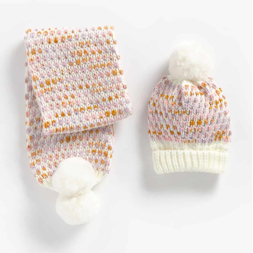 شال و کلاه بچه گانه دخترانه مادرکر مدل Chunky Knit