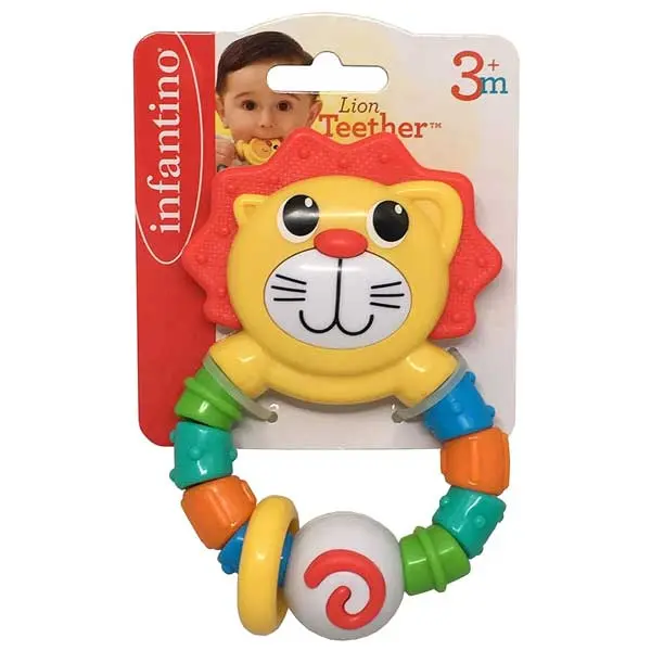 دندان گیر جغجغه ای نوزاد اینفنتینو Infantino مدل Lion Teether