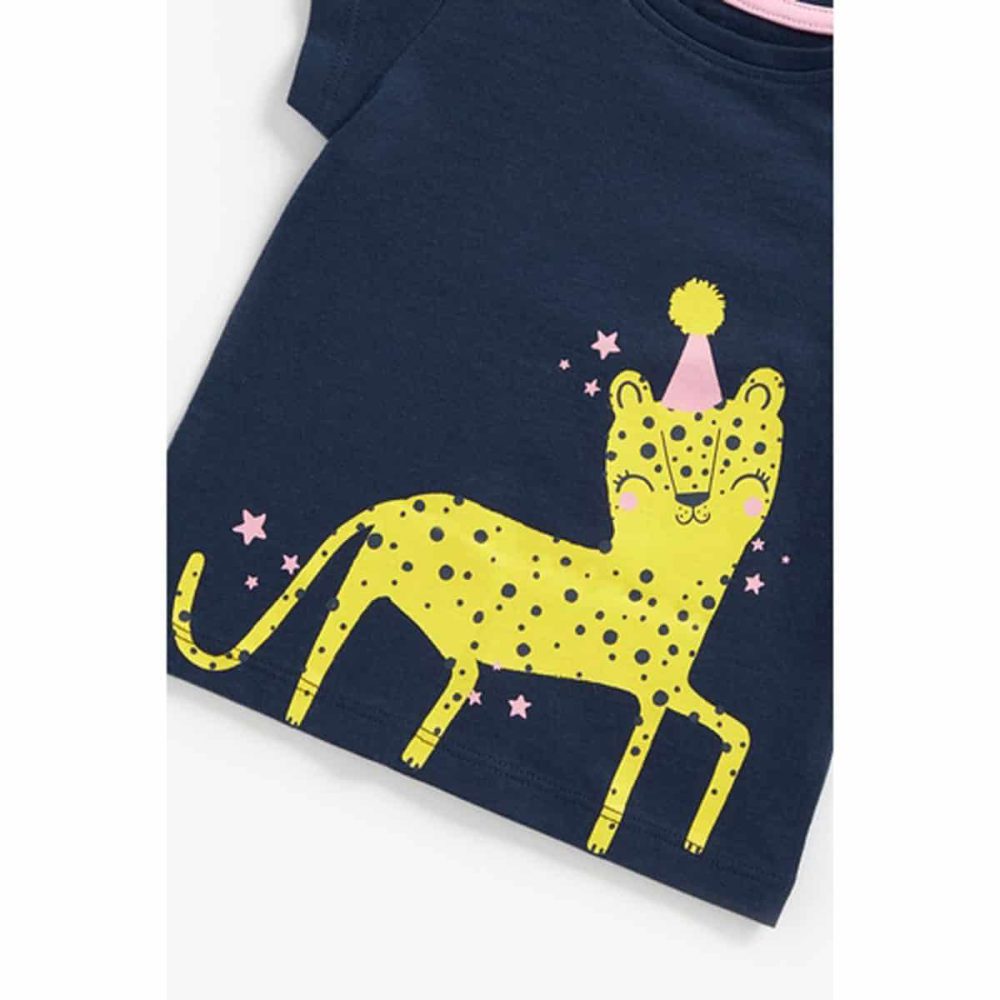 تیشرت نوزادی دخترانه مادرکر مدل Navy Leopard