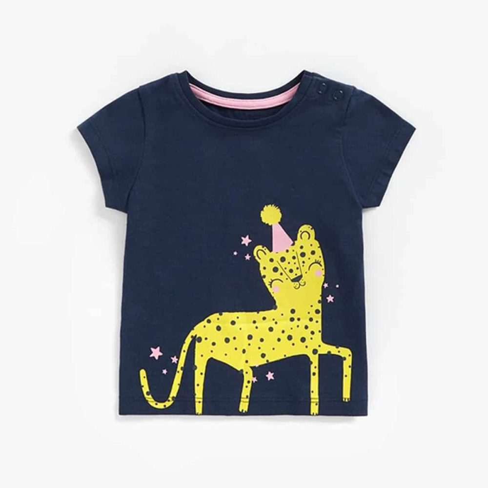 تیشرت نوزادی دخترانه مادرکر مدل Navy Leopard