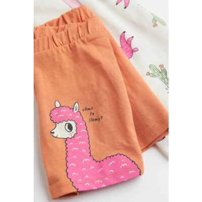 تاپ و شلوارک دخترانه بچه گانه برند اچ اند ام مدل Llamas