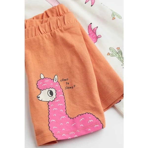 تاپ و شلوارک دخترانه بچه گانه برند اچ اند ام مدل Llamas