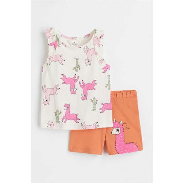 تاپ و شلوارک دخترانه بچه گانه برند اچ اند ام مدل Llamas