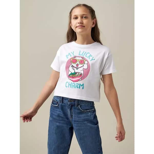 تیشرت دخترانه بچه گانه مکس مدل Print Cropped