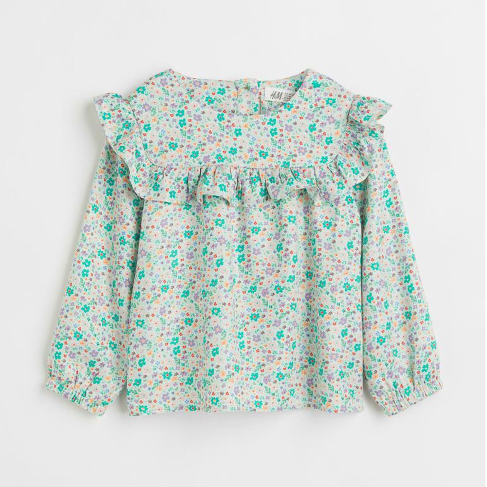 بلوز آستین بلند دخترانه بچه گانه برند اچ اند ام مدل Flounce Trimmed