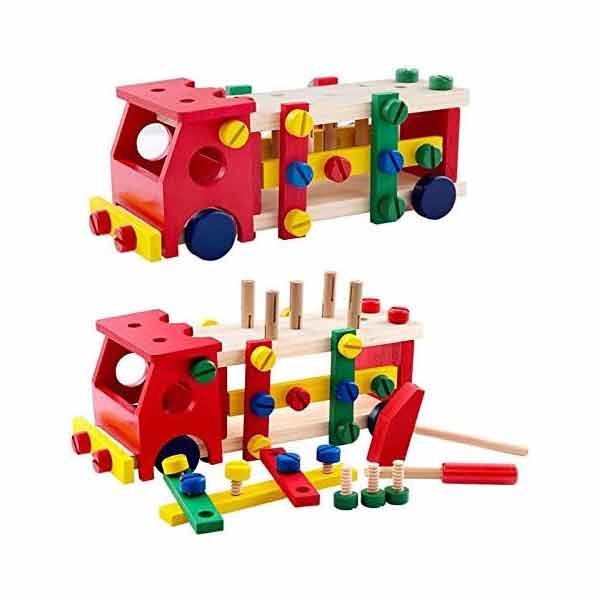 اسباب بازی چوبی کامیون مدل Screw Car
