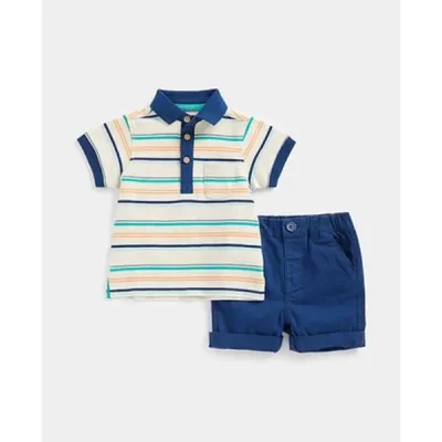 ست تیشرت و شلوارک پسرانه بچه گانه مادرکر مدل Striped Polo