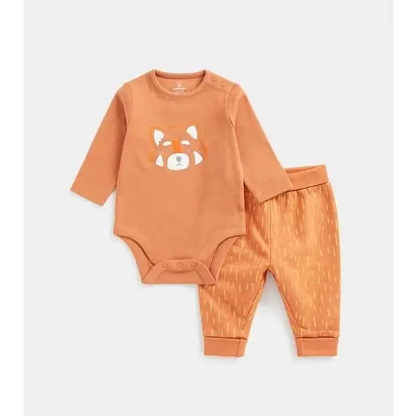 ست سرهمی و شلوار نوزادی مادرکر مدل Red Panda