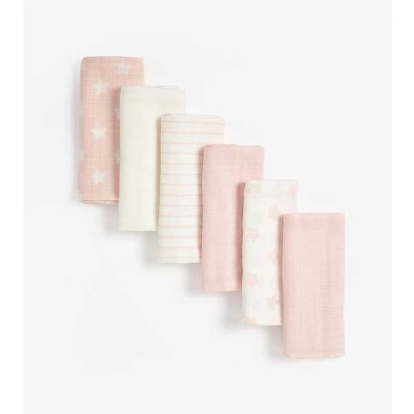ست 6 تایی دستمال نوزاد مادرکر مدل Pink Muslins