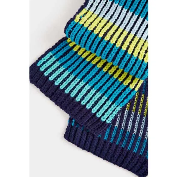 شال و کلاه بچه گانه پسرانه مادرکر مدل Blue Striped