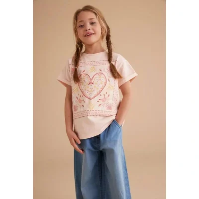 تیشرت بچه گانه دخترانه مادرکر مدل Pink Embroidered