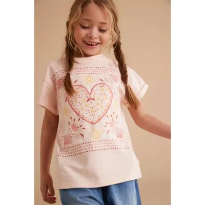تیشرت بچه گانه دخترانه مادرکر مدل Pink Embroidered