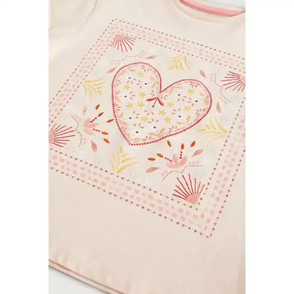 تیشرت بچه گانه دخترانه مادرکر مدل Pink Embroidered
