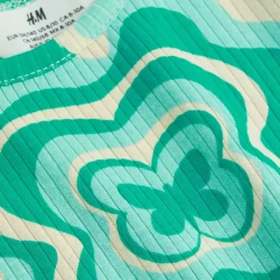 تیشرت دخترانه بچه گانه اچ اند ام مدل Green Pattern