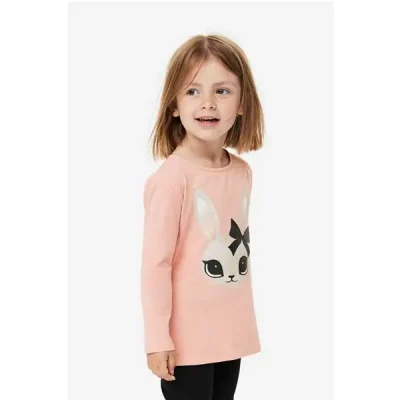 بلوز دخترانه بچه گانه اچ اند ام مدل Pink Rabbit