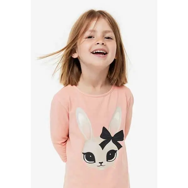 بلوز دخترانه بچه گانه اچ اند ام مدل Pink Rabbit