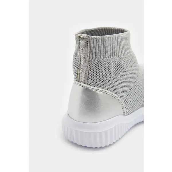 کفش نیم بوت دخترانه بچه گانه مادرکر مدل Silver Knitted