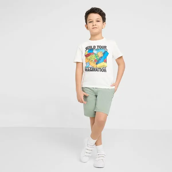 شلوارک کتان پسرانه بچه گانه برند اچ اند ام مدل Cotton Chino