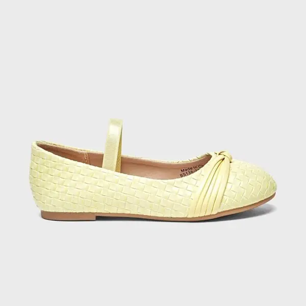 کفش عروسکی دخترانه بچه گانه برند Shoexpress مدل Yellow Ballerinas
