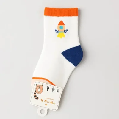 جوراب بچه گانه پسرانه مدل موشک فضایی
