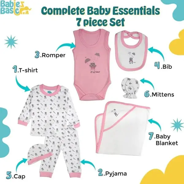 ست لباس بیمارستانی نوزادی دخترانه 7 تکه مدل Bear