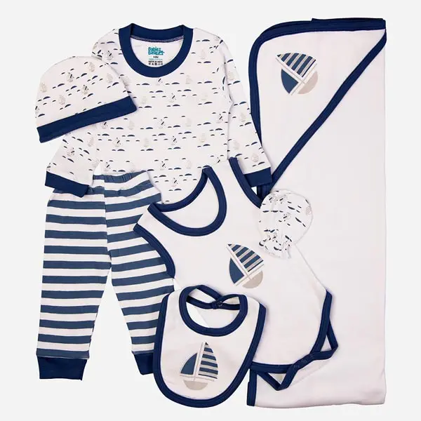 ست لباس بیمارستانی نوزادی پسرانه 7 تکه مدل Boat