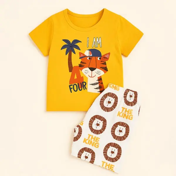 ست تیشرت و شلوارک بچه گانه پسرانه مدل King Tiger