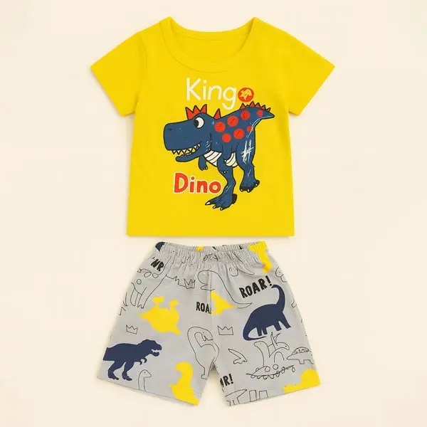 ست تیشرت و شلوارک بچه گانه پسرانه مدل King Dino